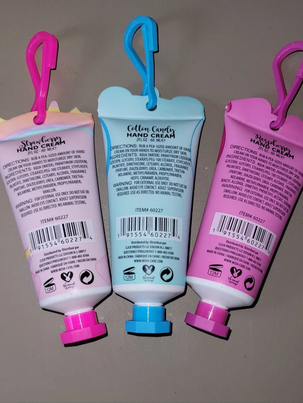 3 - Unopened Wish Kids Hand Cream - Strawberry, Cotton Candy & Raspberry.